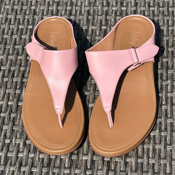 Fitflop Shoes - Fitflop Pink and Tan Sandals T-Strap Comfort